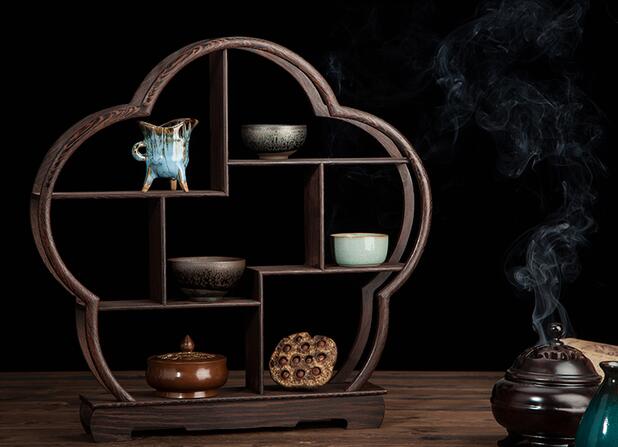 红木紫砂壶茶具架小博古架鸡翅木酸枝实木架茶壶底座-1