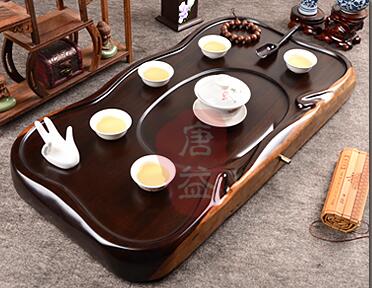 黑檀平板实木茶盘排水茶台功夫茶具 高档红木茶盘-1