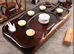 黑檀平板实木茶盘排水茶台功夫茶具 高档红木茶盘