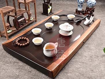 黑檀平板实木茶盘排水茶台功夫茶具 高档红木茶盘-2