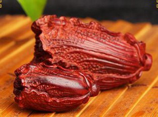 印度小叶紫檀白菜手把件红木木雕工艺品把玩摆件