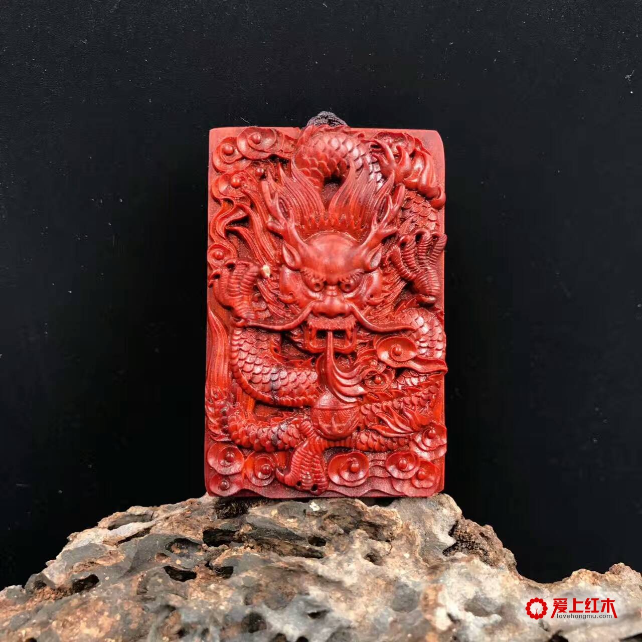 印度小叶紫檀双面雕龙牌 颜色深厚造型独特-1