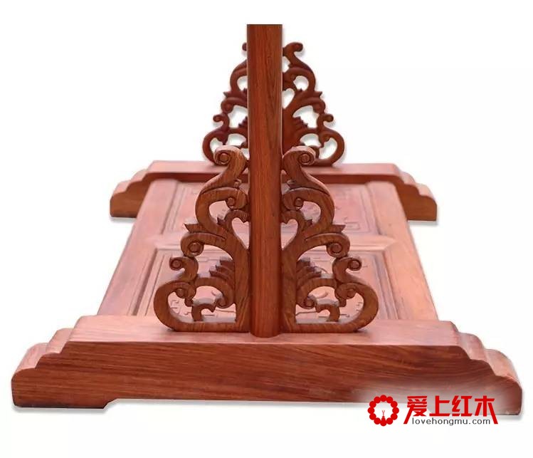 明清风格缅甸花梨龙头挂衣架精品欣赏-3