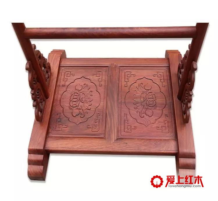 明清风格缅甸花梨龙头挂衣架精品欣赏-5