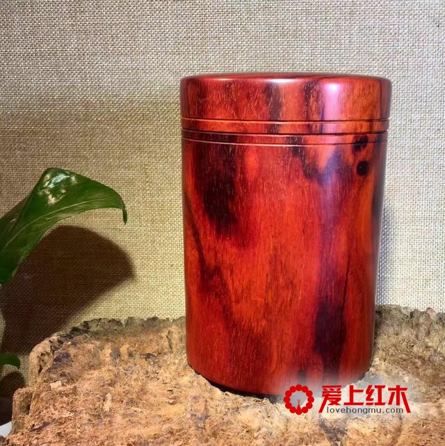 收藏级印度小叶紫檀茶叶罐，大号款的，老料带星-2