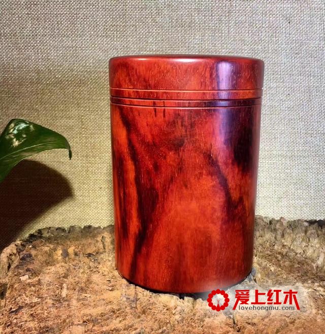 收藏级印度小叶紫檀茶叶罐，大号款的，老料带星-3