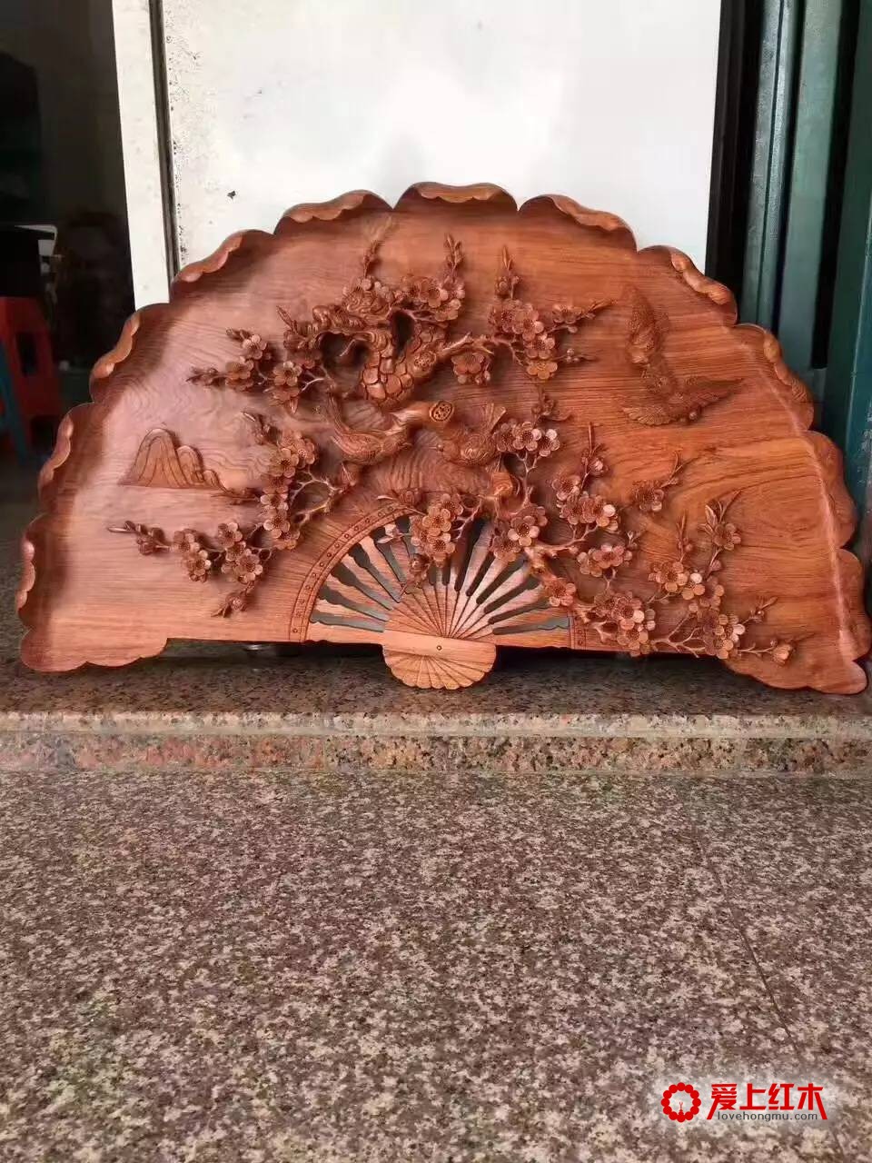 缅甸花梨木雕刻摆件《喜上眉梢》寓意吉祥送礼佳品-1
