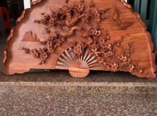 缅甸花梨木雕刻摆件《喜上眉梢》寓意吉祥送礼佳品