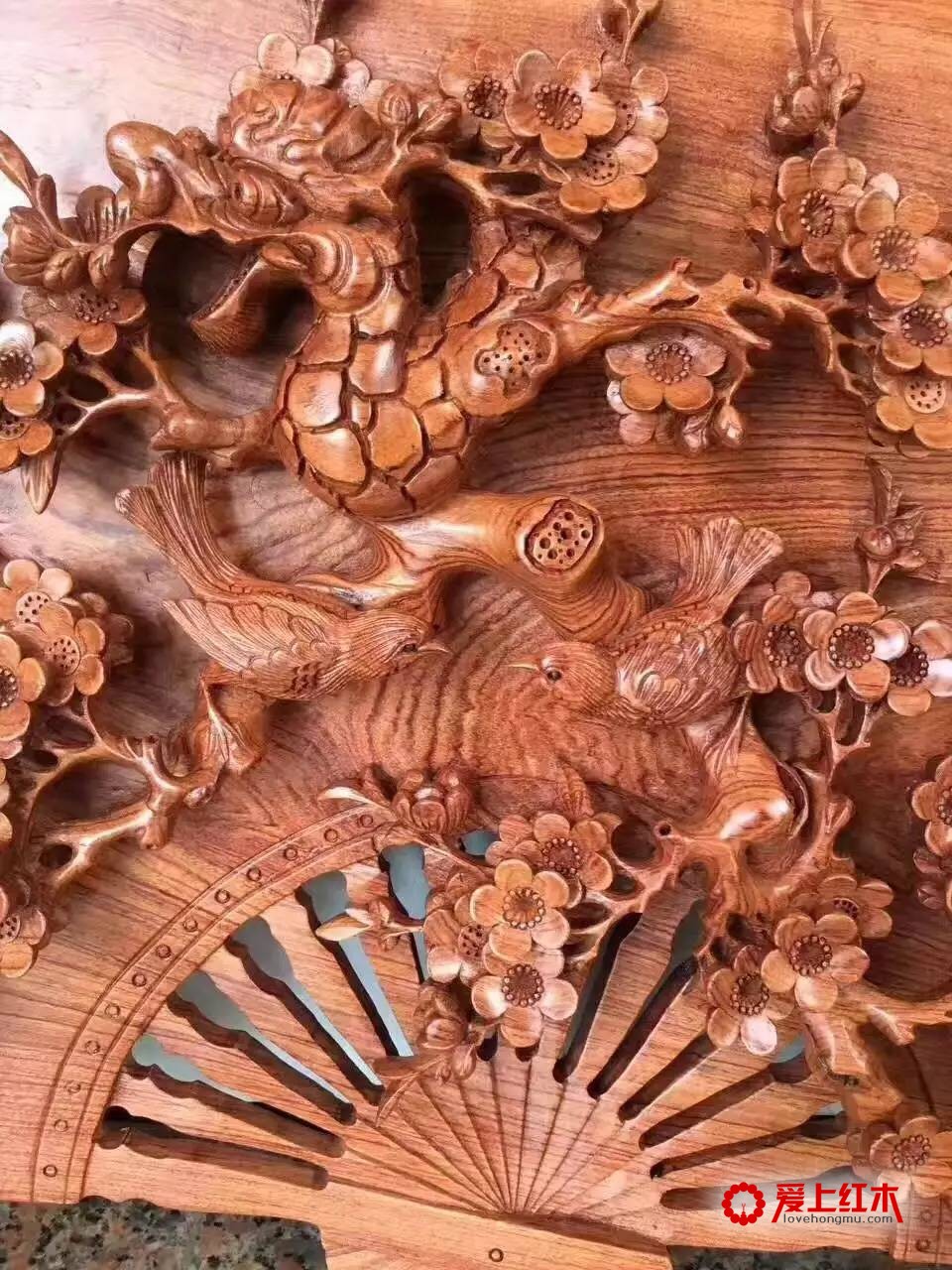 缅甸花梨木雕刻摆件《喜上眉梢》寓意吉祥送礼佳品-4