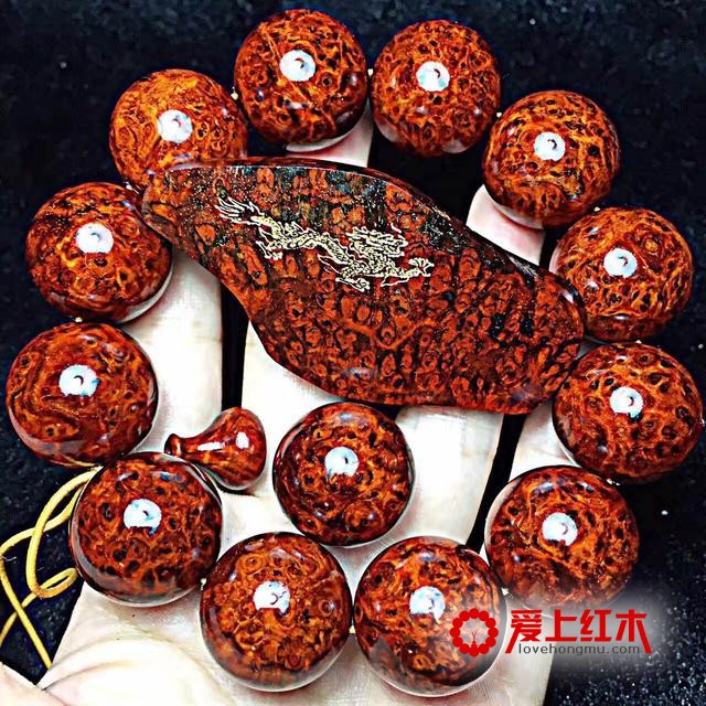 龍戏名珠 紫檀 缨子满瘤疤动感十足！-1
