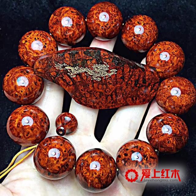 龍戏名珠 紫檀 缨子满瘤疤动感十足！-9