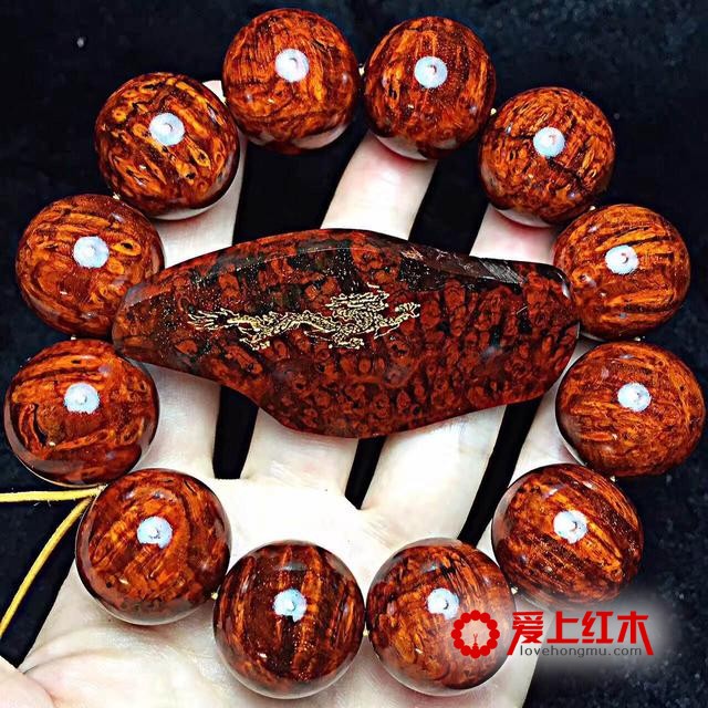 龍戏名珠 紫檀 缨子满瘤疤动感十足！-8