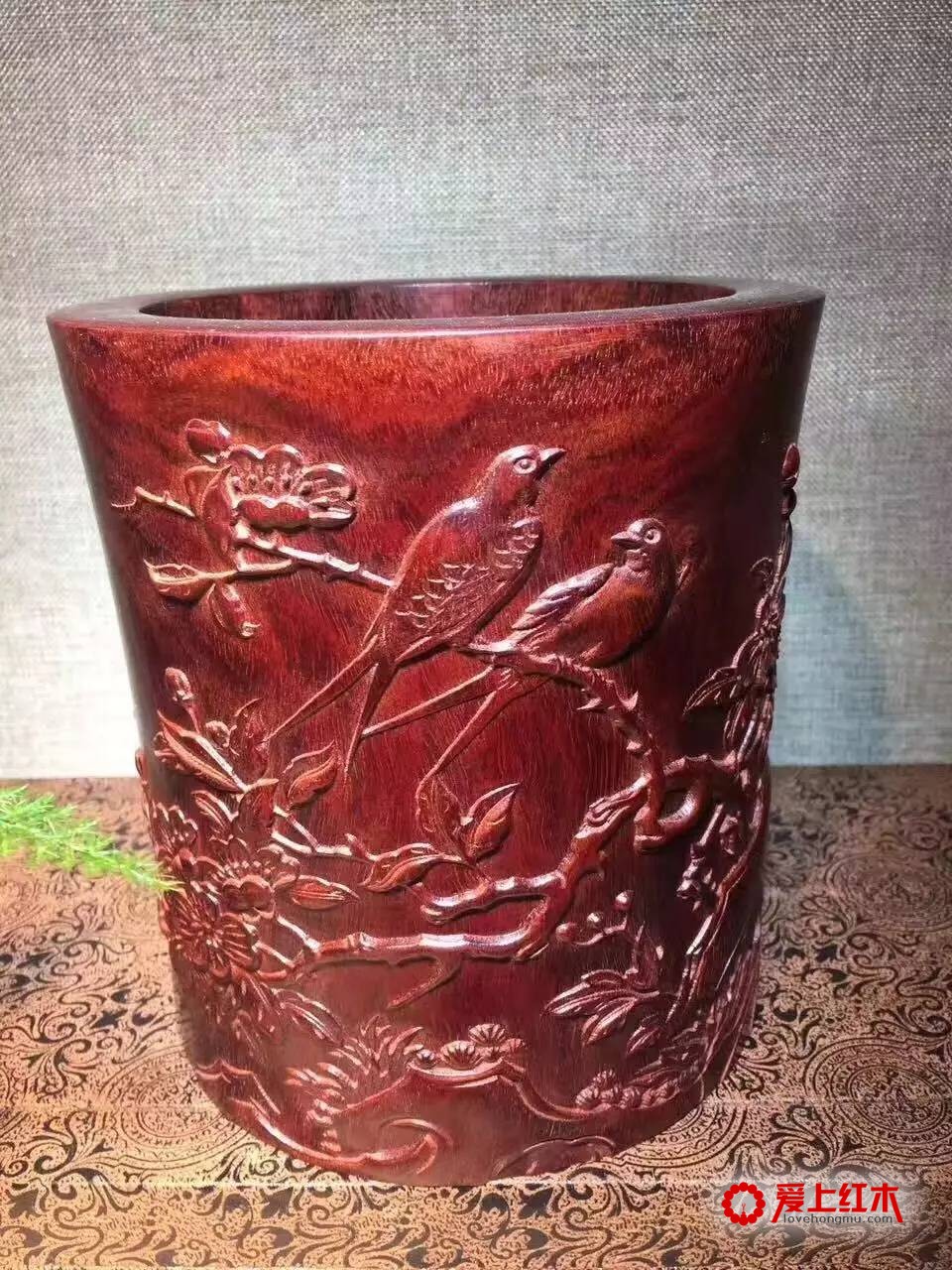 赞比亚血檀高油密北部料多款精雕笔筒欣赏-4