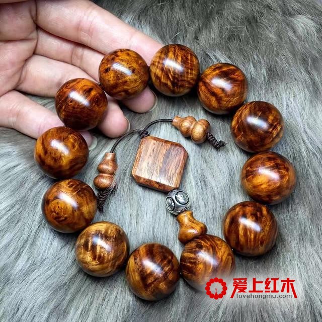 海南黄花梨佛珠纹路精品鉴赏-6
