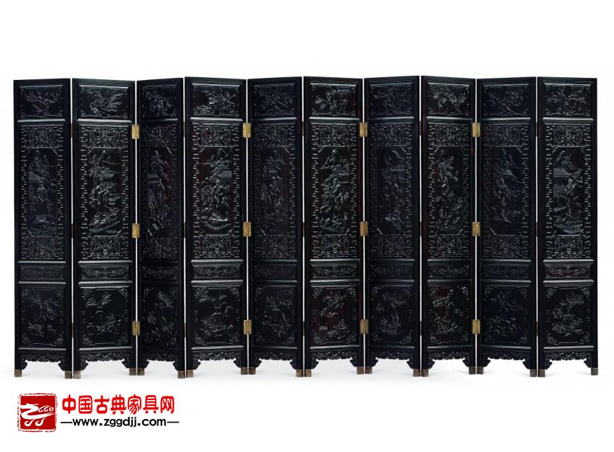 大叶紫檀十大圣人·十大谋士屏风一组
