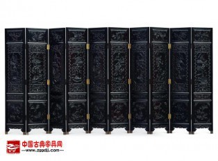 大叶紫檀十大圣人·十大谋士屏风一组