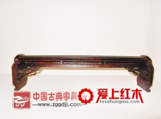 清代小叶紫檀木琴桌形夏枕