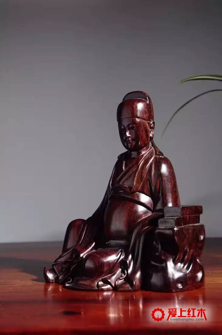 小叶紫檀文昌星君纯手工随型雕刻作品欣赏-2