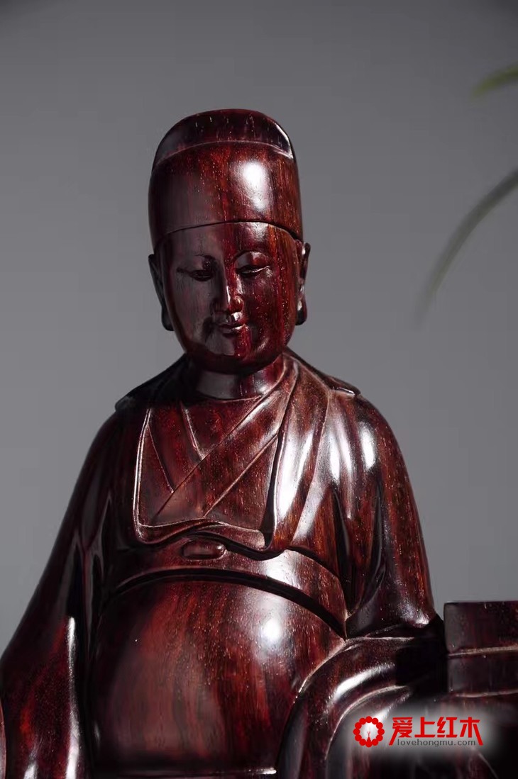 小叶紫檀文昌星君纯手工随型雕刻作品欣赏-4