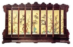 清代紫檀嵌玉石花图围屏鉴赏