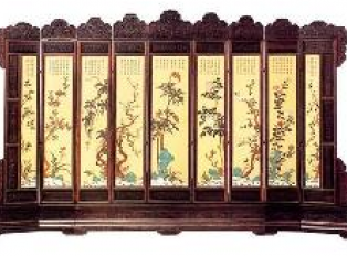 清代紫檀嵌玉石花图围屏鉴赏
