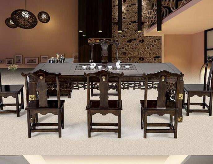 功夫茶桌 实木泡茶桌 仿古红木家具 茶台茶几会议桌-2
