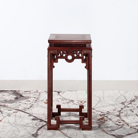 明清红木家具 缅甸花梨花架 中式实木花几-1