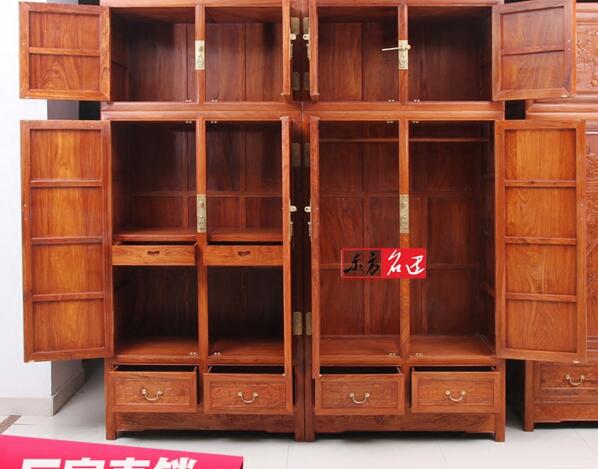 红木顶箱柜非洲花梨木家具四门大衣柜 中式衣橱-3