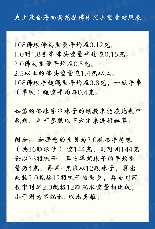 重量级干货！最全木质佛珠沉水重量对照表-2