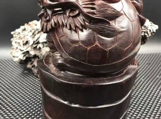 非洲紫檀（血檀）龙龟把件 书桌摆件