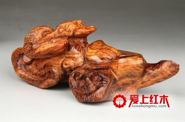 海南黄花梨老料灵芝 蝙蝠摆件 长寿木雕工艺品摆件-2