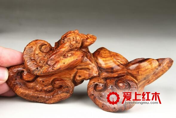 海南黄花梨老料灵芝 蝙蝠摆件 长寿木雕工艺品摆件-5