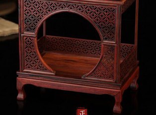 红木贵妃床明清古典微型家具红酸枝小家具模型红木圆门床摆件