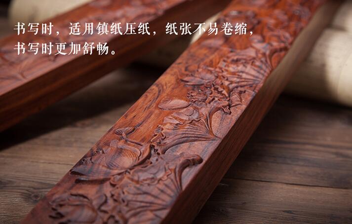 镇尺红酸枝木镇纸书枕文房四宝镇尺木毛笔书法专用镇-8