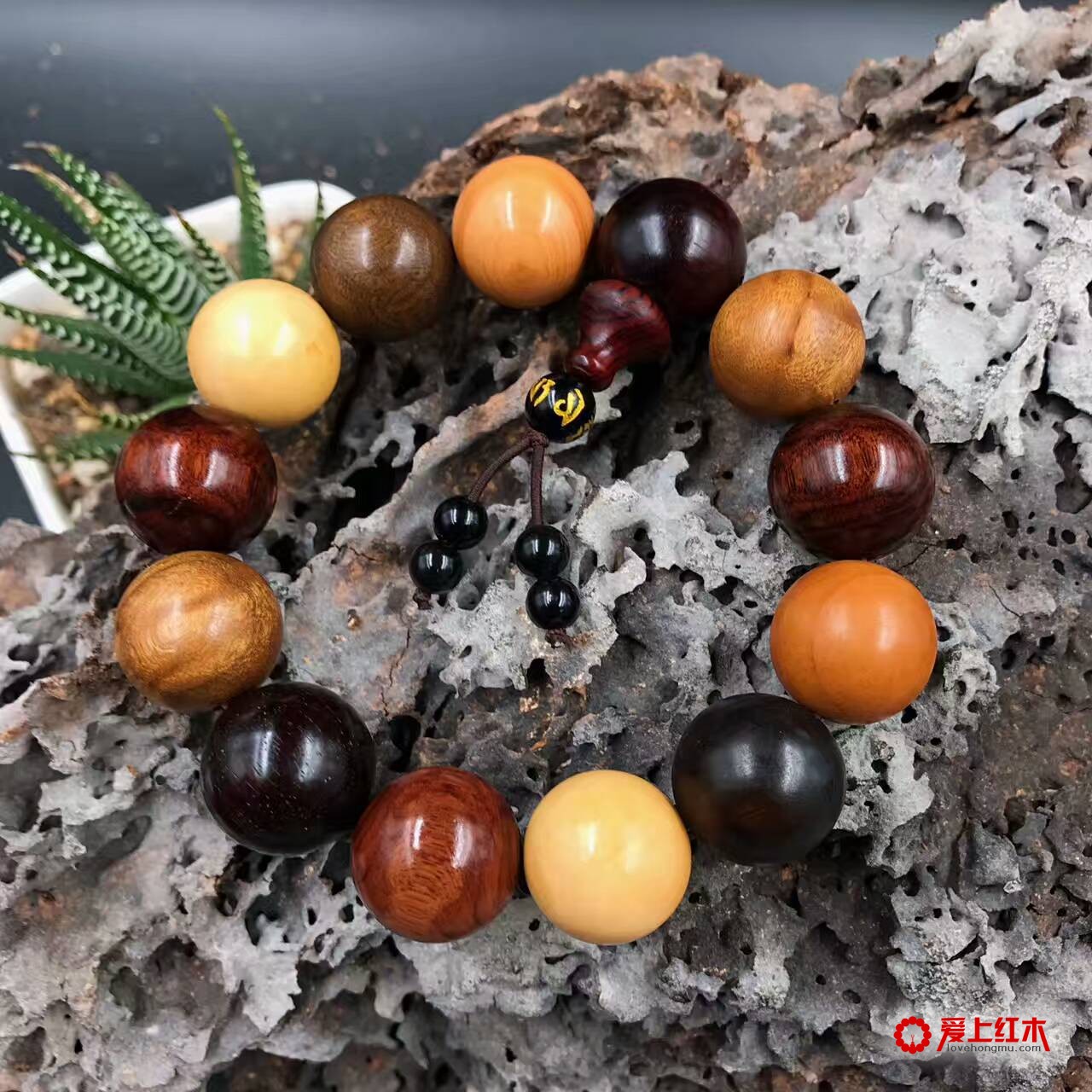 小叶紫檀金丝楠多宝珠1.8颗颗精挑细选手工打磨-6