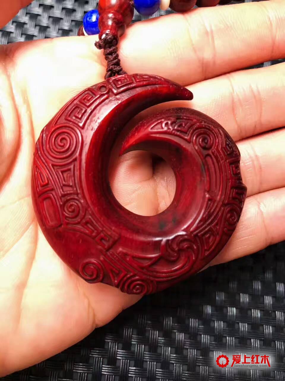 印度小叶紫檀0.8*108玻璃底鸡血红手串带金星-5
