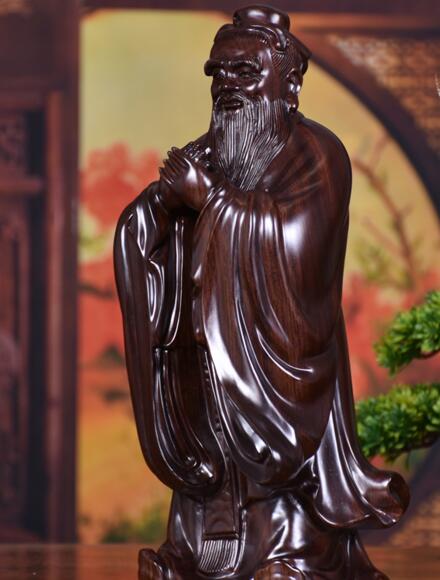 黑檀木雕孔子摆件夫子实木万世师表孔圣人雕像红木工艺-1
