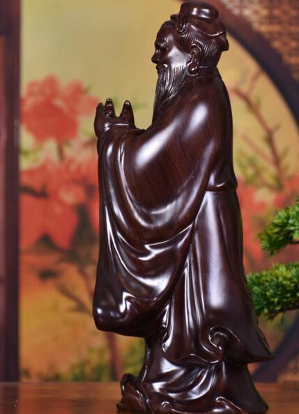 黑檀木雕孔子摆件夫子实木万世师表孔圣人雕像红木工艺-2