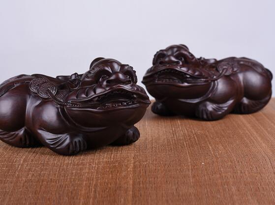 黑檀木雕貔貅摆件 招财家居客厅装饰镇宅红木工艺品-3