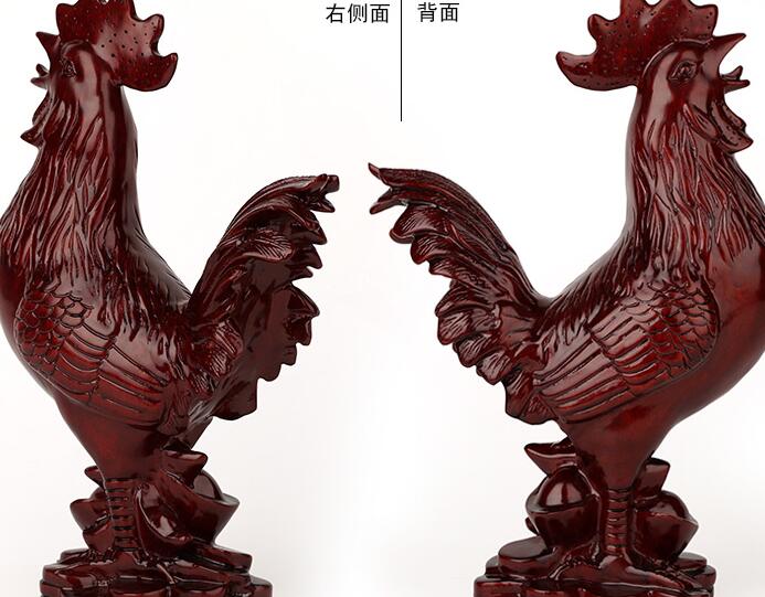 红木雕刻生肖鸡工艺品大公鸡家居风水摆件-3