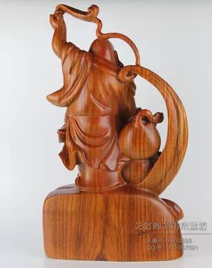 花梨红木雕五福临门弥勒佛像 实木质手工艺精品文玩家居-3