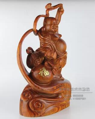 花梨红木雕五福临门弥勒佛像 实木质手工艺精品文玩家居-1