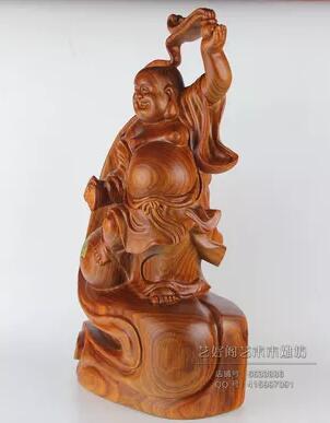 花梨红木雕五福临门弥勒佛像 实木质手工艺精品文玩家居-2