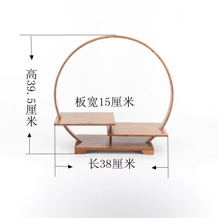 简约半月 全月鸡翅木博古架-3