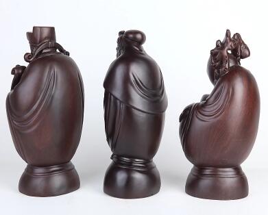 黑檀木雕福禄寿三星摆件 财神爷佛像家居饰品-2