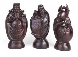 黑檀木雕福禄寿三星摆件 财神爷佛像家居饰品