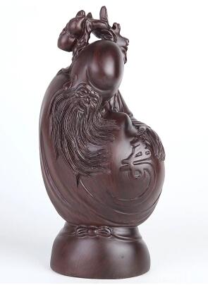 黑檀木雕福禄寿三星摆件 财神爷佛像家居饰品-5