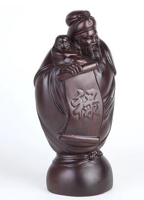 黑檀木雕福禄寿三星摆件 财神爷佛像家居饰品-4