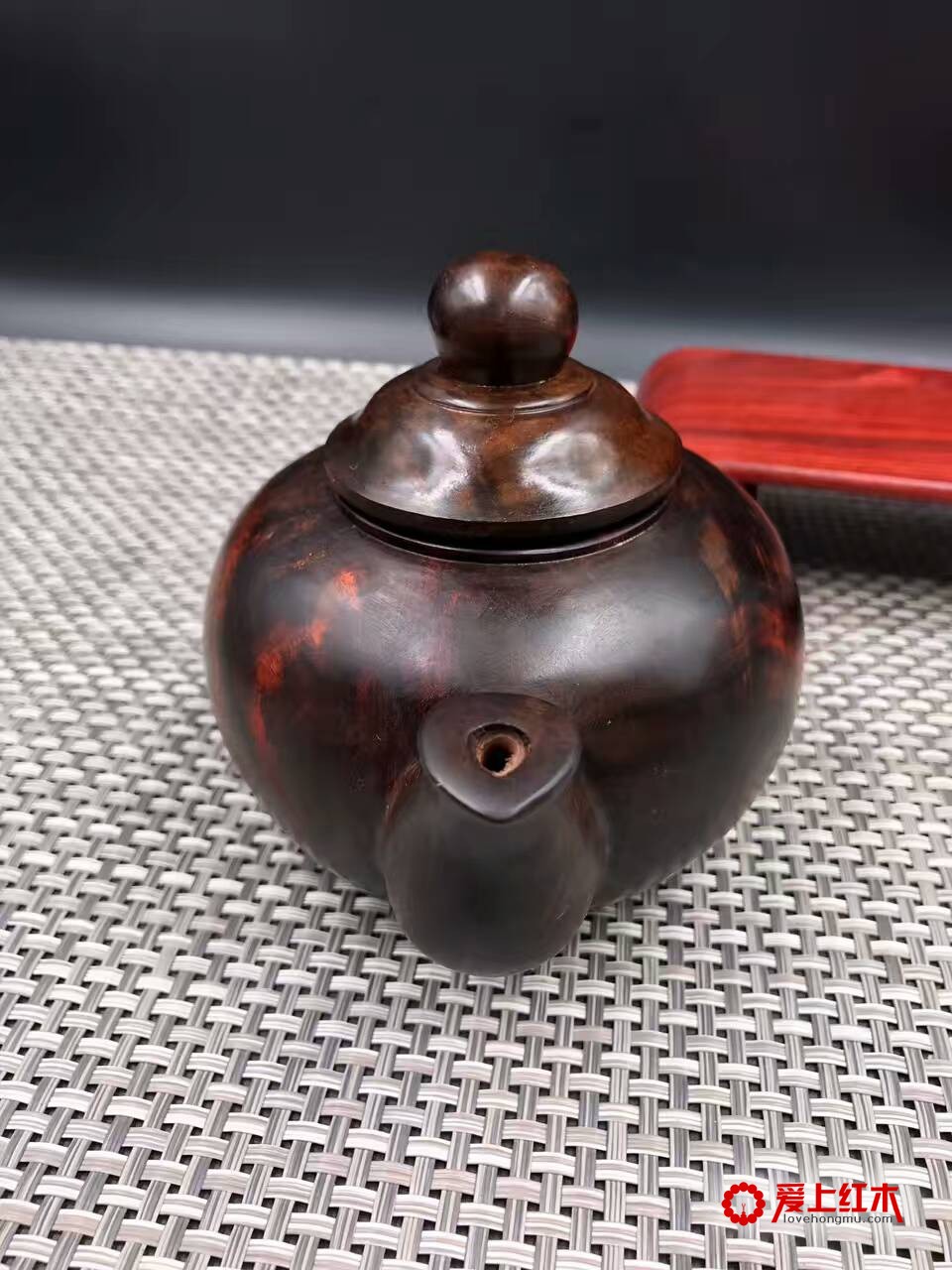 正宗老挝酸枝老料茶壶 纯手工雕刻纹理利落-5