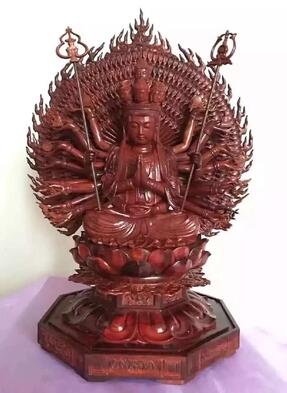 印度小叶紫檀坐式千手观音仙作工艺精雕细磨 红木精品-1